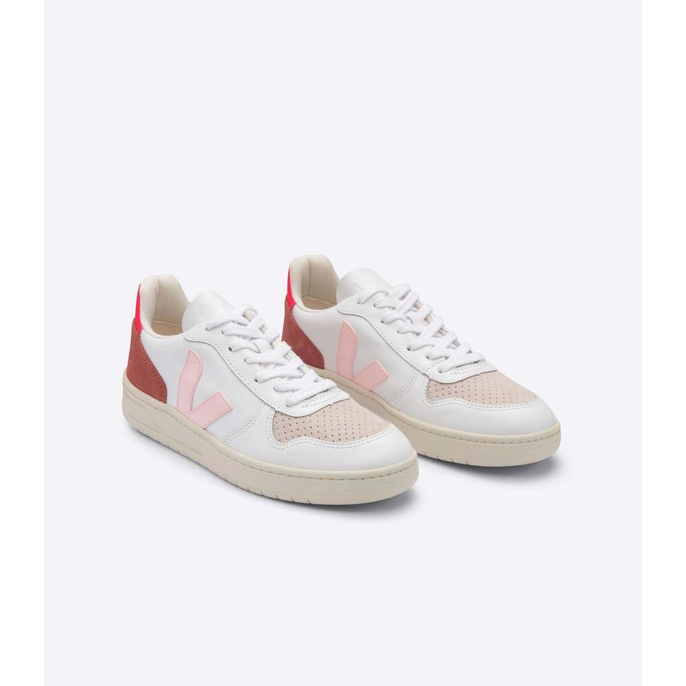 Αθλητικά Παπούτσια γυναικεια Veja V-10 LEATHER White/Red | GR 639BEX